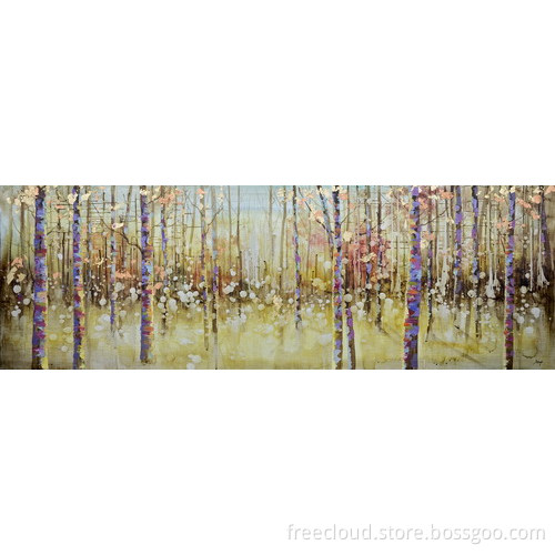 Shimmering Birch Forest Wall Art Oil Painting
